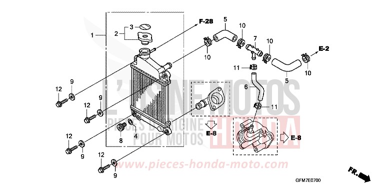 RADIATOR for NHX 110 PEARL VALUABLE BLUE (B181) from 2008